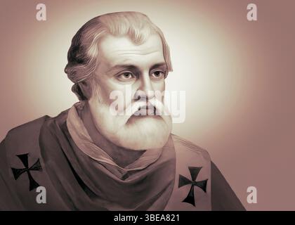 Le pape Agapitus II, Agapetus II, Agapet II, souverain des États pontificaux de 946 à sa mort en 955, édité numériquement après une peinture Banque D'Images