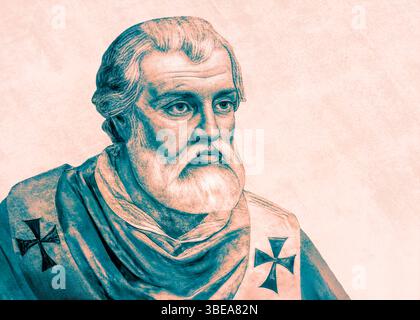 Le pape Agapitus II, Agapetus II, Agapet II, souverain des États pontificaux de 946 à sa mort en 955, édité numériquement après une peinture Banque D'Images