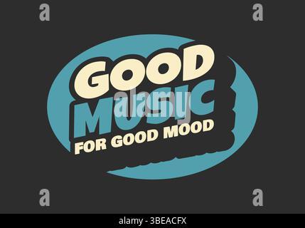 Bonne musique. Motif de signe de texte audacieux avec ombre audacieuse Illustration de Vecteur