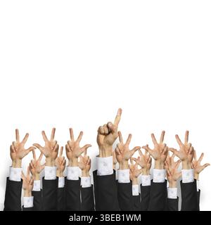 Groupe de mains de gens d'affaires montrant des gestes Banque D'Images