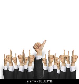 Groupe de mains de gens d'affaires montrant des gestes Banque D'Images