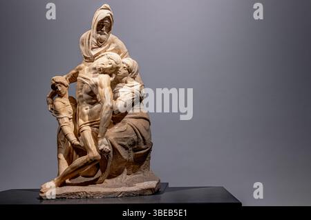 La déposition ou Pietà Bandini, une sculpture en marbre blanc de carrera par Michel-Ange exposée au Museo dell'Opera del Duomo, Florence, Italie Banque D'Images