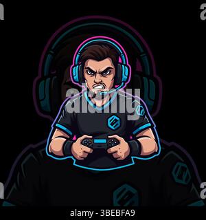 Mascotte de gamer Boy. Logo eSport Illustration de Vecteur