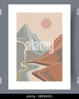 Art de paysage abstrait avec tons doux et textures pour un attrait esthétique unique Illustration de Vecteur