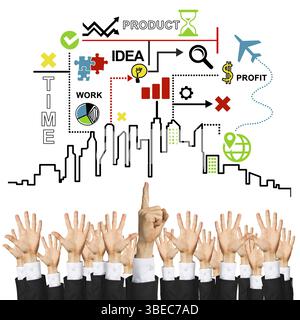 Groupe de mains de gens d'affaires montrant des gestes Banque D'Images