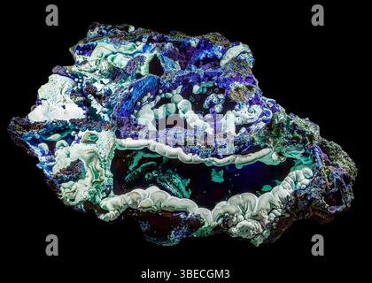 Malachite sur Azurite, Bisbee, Warren District, Cochise County, Arizona, ÉTATS-UNIS Banque D'Images