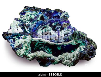 Malachite sur Azurite, Bisbee, Warren District, Cochise County, Arizona, ÉTATS-UNIS Banque D'Images