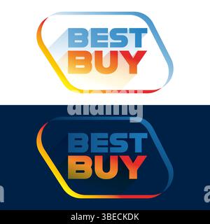 Meilleur bouclier de logo d'achat sur fond blanc et bleu foncé, illustration vectorielle d'étiquette d'achat Illustration de Vecteur