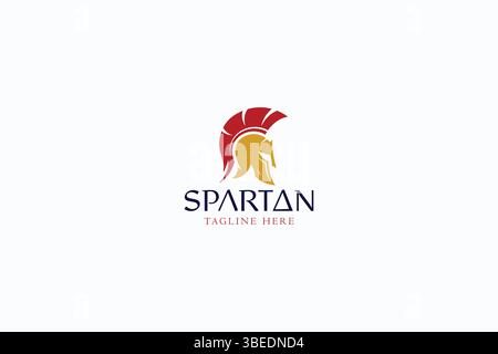 Spartan Warrior Head Helmet logo illustration classique symbole de signe de chevalier Illustration de Vecteur