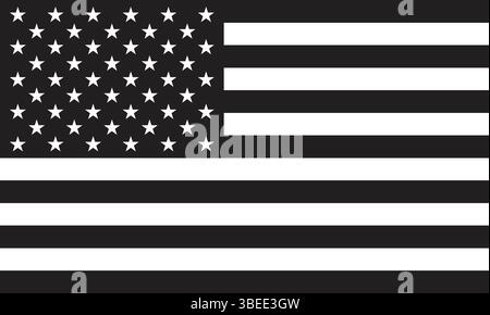 Silhouette illustration de drapeau américain avec des étoiles et des rayures blanches, mettant en valeur un graphique audacieux Illustration de Vecteur