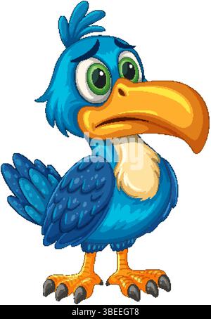 Illustration vectorielle vibrante d'un Hornbill avec de grands yeux et un bec lumineux. Style ludique avec des couleurs audacieuses et des lignes épurées Illustration de Vecteur