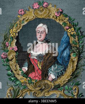 Catherine II (1729-1796), la Grande. Impératrice de Russie de 1762 à 1796. Gravure, 19e s. Banque D'Images