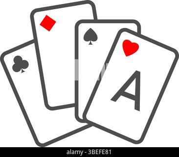 Vecteur simple de la main de poker avec as et cartes de coeur Illustration de Vecteur