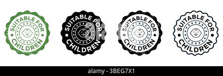 Convient aux enfants icônes étiquettes de badge pour un emballage de produit sûr Illustration de Vecteur