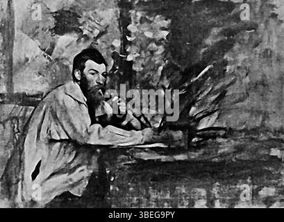 *Portrait d'homme en blouse blanche* (Portrait d'un homme dans une blouse blanche) d'Edgar Degas, peint en 1954, montre l'habileté de l'artiste à représenter des hommes dans un cadre professionnel ou décontracté. L’œuvre révèle l’attention caractéristique de Degas au détail et à la compréhension de l’expression humaine, combinant réalisme et influence de l’impressionnisme. Banque D'Images