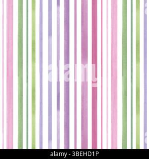 Motif rayé. Aquarelle rayures colorées sur un fond blanc. Bon pour les cartes postales, invitations, cartes de voeux, papier peint, textiles. Banque D'Images