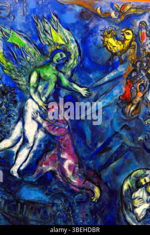 Jacob lutte avec l'Ange,1960-1966,huile sur toile,une peinture de Marc Chagall au Musée Chagall à Nice, sud de la France. Banque D'Images