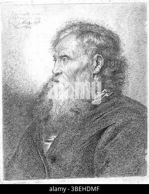 Il s'agit d'une sculpture de buste représentant un homme âgé avec une barbe, créée par Johannes Mock (1800-1884). La pièce reflète le portrait classique, bien que la date de création soit inconnue. Mock est connu pour son travail au XIXe siècle, influencé par des artistes plus anciens comme Rembrandt. La représentation du buste du vieillissement présente une expression faciale détaillée et un caractère. Banque D'Images