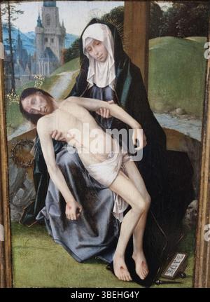 Cette peinture de la fin du XVe ou du début du XVIe siècle *Vierge de pitié* attribuée à Jan Provoost représente la Vierge Marie dans une pose douloureuse et douloureuse. L'œuvre représente la profondeur émotionnelle caractéristique de la Renaissance nordique religieuse comprise Banque D'Images
