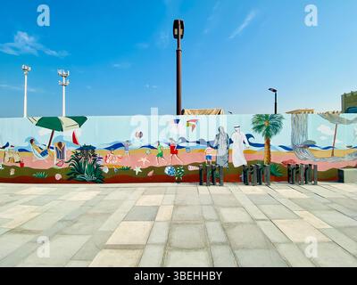 Art mural à la plage, Dubaï Banque D'Images
