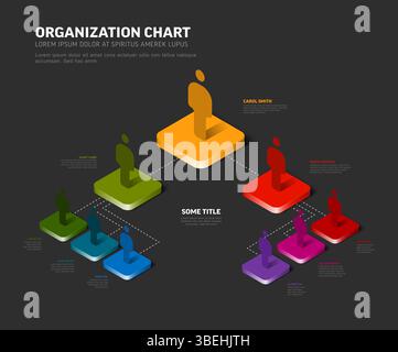 Visualisez la hiérarchie de l'entreprise avec cet organigramme isométrique vibrant. Représenter efficacement la structure de l'entreprise et l'organisation de l'équipe, Perfe Illustration de Vecteur