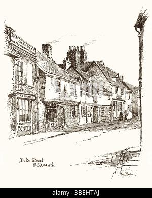Cette peinture de 1888 de Percy E. Stimpson capture une scène de rue anglaise de la fin du XIXe siècle sur Duke Street à Ipswich, mettant en valeur l'architecture et l'atmosphère de l'époque. Banque D'Images