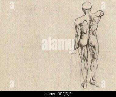 'L'écorché' est un dessin de Vincent van Gogh du 1er janvier 1881, représentant une figure anatomique avec une musculature visible. La pièce reflète l’intérêt de van Gogh pour l’anatomie humaine et les études détaillées du corps humain. Banque D'Images