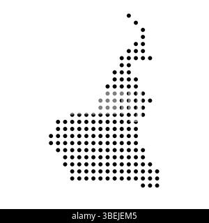 Cameroun carte en pointillés du pays. Illustration de pixel de spot noir isolé sur fond blanc. Mosaïque circulaire vectorielle. Illustration de Vecteur
