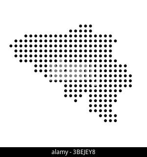 Carte en pointillés de la Belgique. Illustration de pixel de spot noir isolé sur fond blanc. Mosaïque circulaire vectorielle. Illustration de Vecteur