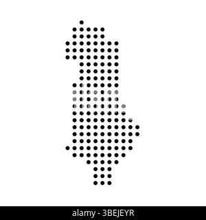 Albanie carte en pointillés du pays. Illustration de pixel de spot noir isolé sur fond blanc. Mosaïque circulaire vectorielle. Illustration de Vecteur