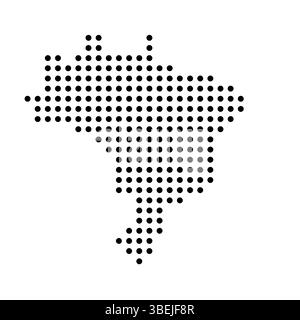 Carte en pointillés du Brésil. Illustration de pixel de spot noir isolé sur fond blanc. Mosaïque circulaire vectorielle. Illustration de Vecteur