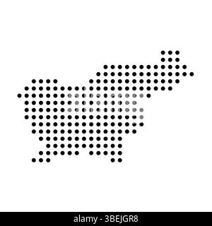 Carte en pointillés de la Slovénie. Illustration de pixel de spot noir isolé sur fond blanc. Mosaïque circulaire vectorielle. Illustration de Vecteur