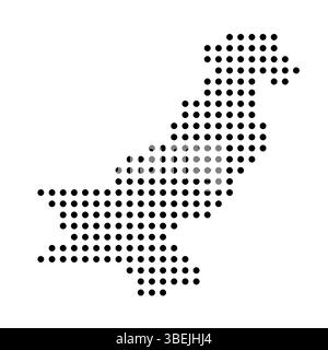 Carte en pointillés du pays Pakistan. Illustration de pixel de spot noir isolé sur fond blanc. Mosaïque circulaire vectorielle. Illustration de Vecteur