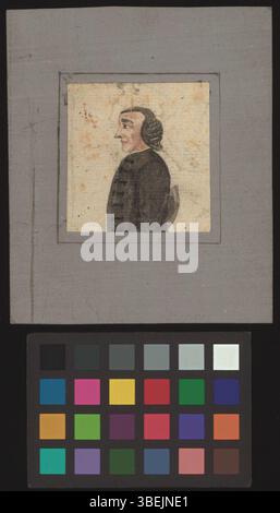 Ce dessin aquarelle du XIXe siècle montre un portrait de Magister Horner. L'image, montée sur une feuille de papier, est un exemple typique de portrait académique de l'époque, capturant les traits détaillés du visage. Banque D'Images