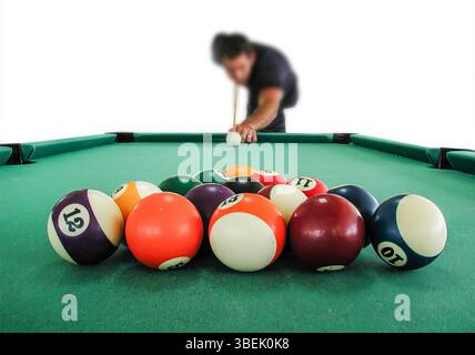 Joueur de billard à la table qui s'effondre Banque D'Images