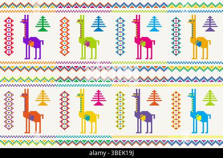 Motif ethnique péruvien avec lamas Illustration de Vecteur