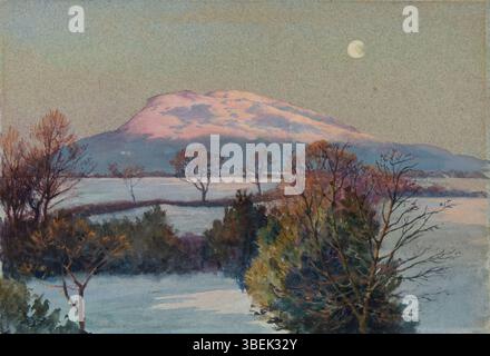 « First Snow » ou « Study of a Mountain Crest, New Hampshire » de Harold Broadfield Warren, créé le 31 décembre 1893, est une gouache et aquarelle sur papier, mesurant 7 x 10 1/8 po. (17,8 x 25,7 cm). Il fait partie de la collection commémorative Morton et Marie Bradley. Banque D'Images