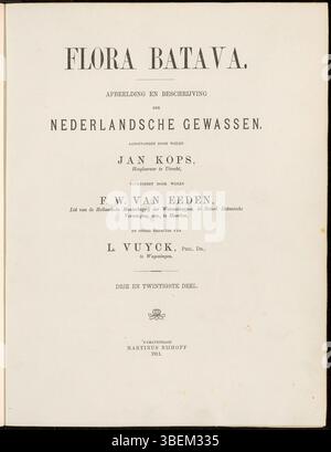 La page de titre de *Flora Batava* volume 23 (1911), créée par Laurens Vuyck, présente des illustrations botaniques détaillées de la flore hollandaise. Il reste une ressource botanique importante pour l'étude et l'identification des plantes des pays-Bas. Banque D'Images