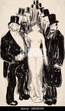 'The Alley' (1895) d'Edvard Munch fait partie de la collection Thielska. La peinture présente une figure solitaire marchant dans une ruelle sombre, incarnant des thèmes de l'isolement et de la réflexion existentielle. Banque D'Images