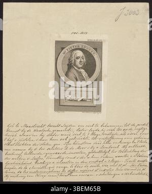 Ce portrait de Pieter Lyonet a été réalisé par Reinier Vinkeles d'après un dessin de Jacobus Buys. Il fait partie d'une série, avec des notes manuscrites fournissant des détails biographiques. L'impression comporte des repères et des annotations. Banque D'Images