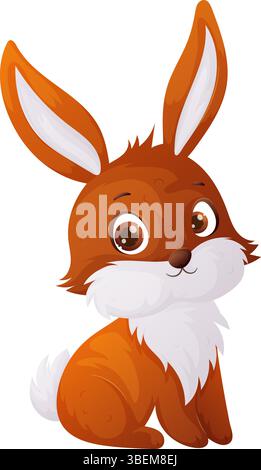Une charmante illustration de dessin animé d'un lapin assis, parfait pour les dessins de Pâques, les cartes de voeux, ou les livres d'enfants. Le lapin mignon dispose d'un chaud, je Illustration de Vecteur