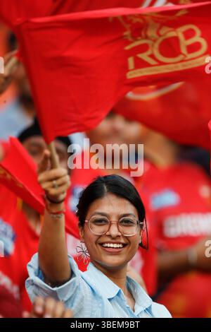 Chandigarh, Inde. 29 mai 2025. CHANDIGARH, INDE - MAI 29 : fans lors du match de qualification IPL 2025 entre Punjab Kings et Royal Challengers Bengaluru au New PCA Stadium le 29 mai 2025, à Chandigarh, en Inde. (Photo de Surjeet Yadav/MB Media) crédit : MB Media solutions/Alamy Live News Banque D'Images