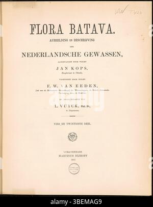 La page de titre de *Flora Batava* volume 24 (1915), illustrée par Laurens Vuyck, fournit des représentations et des descriptions détaillées des plantes hollandaises, offrant de précieuses connaissances botaniques du début du XXe siècle. Banque D'Images