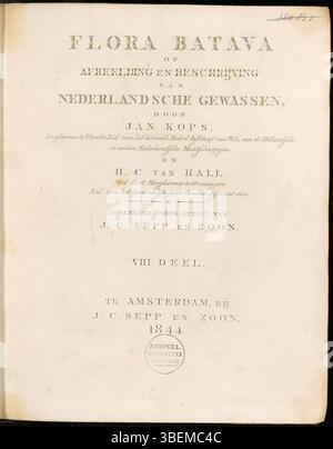Cette page de titre tirée du volume 8 de Flora Batava, éditée par Jan Kops en 1844, contribue à la riche histoire botanique de la vie végétale néerlandaise. Banque D'Images