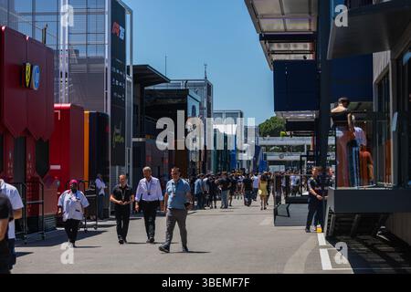(Photo de Jay Hirano/AFLO)circuit de Catalunya, Barcelone, Espagne. 29 mai 2025 ; vue générale du paddock pendant le Grand Prix d'Espagne de formule 1 crédit : Jay Hirano/AFLO/Alamy Live News Banque D'Images
