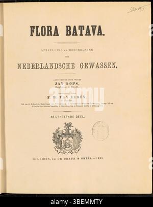 La page de titre de *Flora Batava* volume 19 (1893) de Frederik Willem van Eeden présente des illustrations botaniques détaillées de plantes hollandaises. Il reste une référence botanique incontournable pour les chercheurs et les passionnés de la flore hollandaise. Banque D'Images