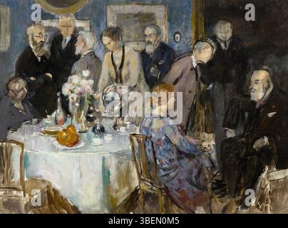 Jules-Alexandre Grün (1868-1938) crée étude pour un groupe d'artistes, une étude pour une composition plus large d'artistes, mettant en valeur le processus créatif derrière sa représentation des artistes dans un contexte social. Banque D'Images