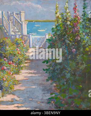 Le tableau « View from Marblehead » d'Abbott Fuller graves offre une représentation sereine du paysage côtier, mettant en valeur son talent à capturer la beauté naturelle de la côte de la Nouvelle-Angleterre. Banque D'Images