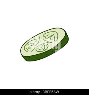 Illustration végétale mignonne dans le style de dessin à la main. Icône concombre sur fond blanc. Conception pour cartes postales, flyers Illustration de Vecteur