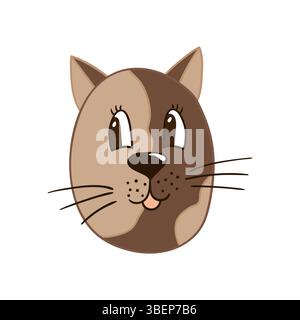 Illustration d'animal mignon dans le style de dessin à la main. Icône de chat sur fond blanc. Conception Illustration de Vecteur
